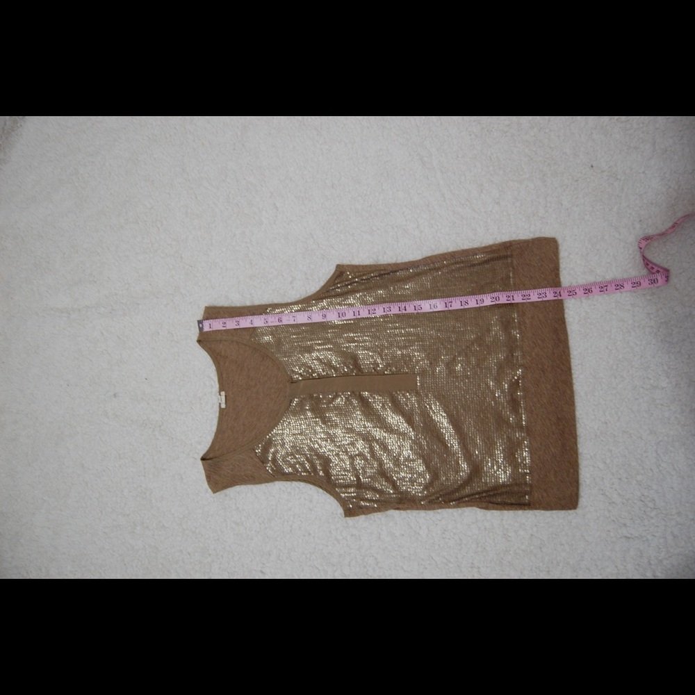 J Crew Sequin Henley Shell Tank Top Gold - Picture 2 of 8